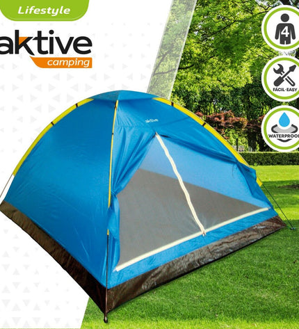 Aktive Kampeertent for 4 persons, outdoor camping tent with 210x130x240 cm dimensions, suitable for hiking and outdoor adventures.
