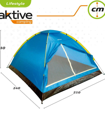 Set of four Aktive Kampeertenten for 4 persons, outdoor camping tents with dimensions 210x130x240 cm, suitable for outdoor adventures.