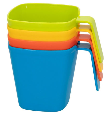 Set of 24 multicolour Aktive Mokkenset with 4 parts, ideal for camping and outdoor activities, featuring 390 ml mugs.