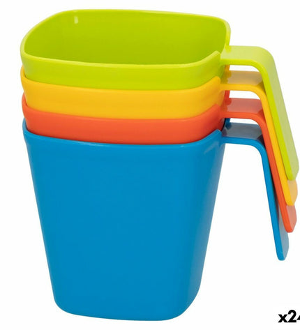 Multicolour Aktive Mokkenset with 24 pieces, 390 ml each, ideal for outdoor camping and picnics, four-piece set.