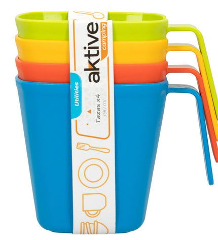 Multicolour Aktive Mokkenset for outdoor activities, includes 24 pieces and 4 components, ideal for camping and hiking.