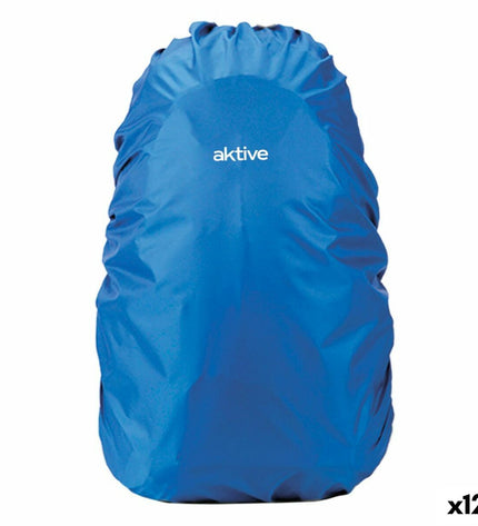 Blue waterproof backpack cover by Aktive for outdoor activities, camping, and hiking to protect your sport and outdoor gear.