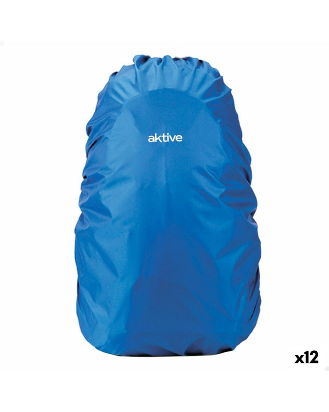 Blue waterproof backpack cover by Aktive for outdoor activities, camping, and hiking to protect your sport and outdoor gear.
