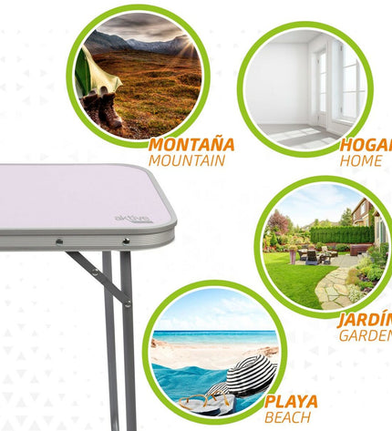Set of four Aktive folding tables in 60x50x40 cm for outdoor camping and sports, lightweight and portable for outdoor use.