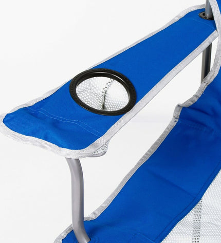 Set of four Aktive blue and gray foldable camping chairs, lightweight with dimensions 46x82x46 cm, for outdoor camping and hiking.
