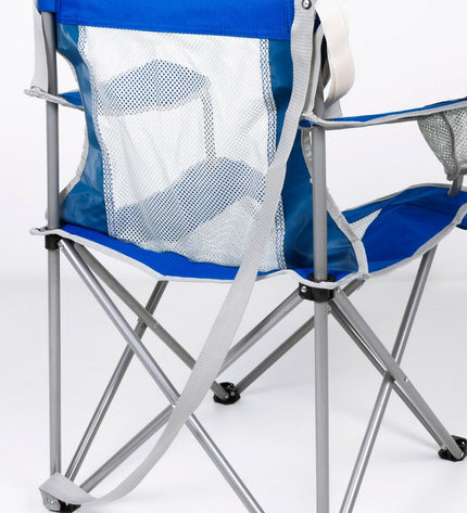 Set of four Aktive blue and gray foldable camping chairs with compact size, perfect for outdoor camping and hiking.
