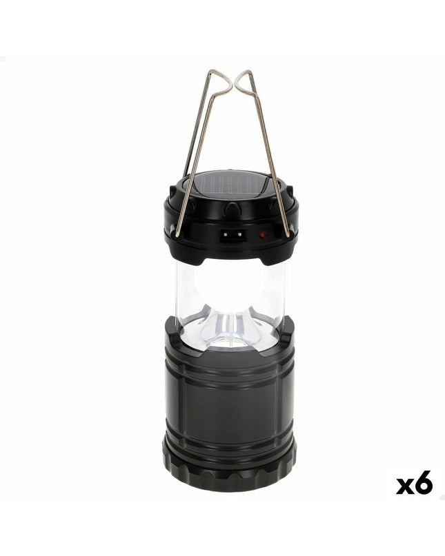 Set of six Aktive black camping lamps for outdoor activities, compact and lightweight for hiking and camping.