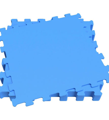 Set of four Aktive blue EVA rubber puzzle pieces, 50x0.4x50 cm, designed for children’s educational puzzles and brain teasers.