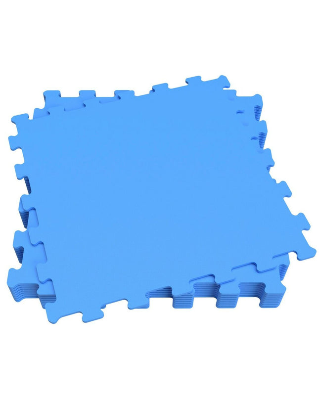 Set of four Aktive blue EVA rubber puzzle pieces, 50x0.4x50 cm, designed for children’s educational puzzles and brain teasers.