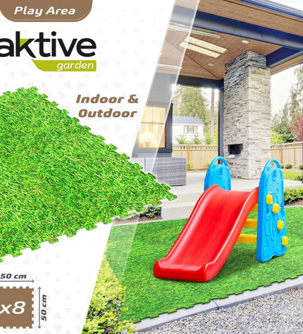 Kinderpuzzel Aktive Gazon with 8 EVA-rubber puzzle pieces, 50x50 cm, ideal for children's play and educational activities.