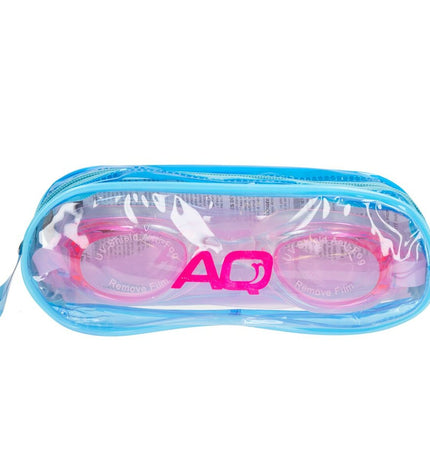 Pair of Aktive children's swimming goggles for kids, clear lenses, adjustable strap, ideal for watersport and outdoor swimming activities.