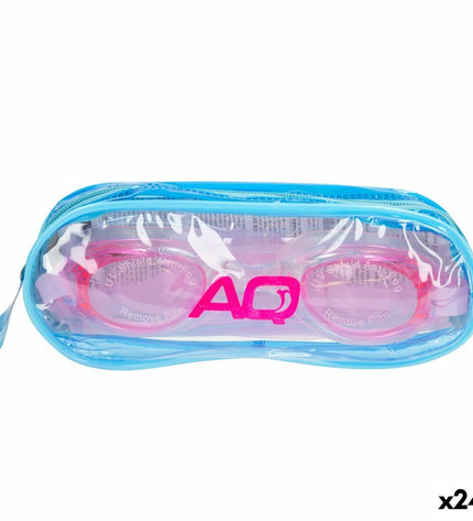 Pair of Aktive children's swimming goggles for water sports, shown in blue with adjustable strap, suitable for kids' outdoor swimming activities.