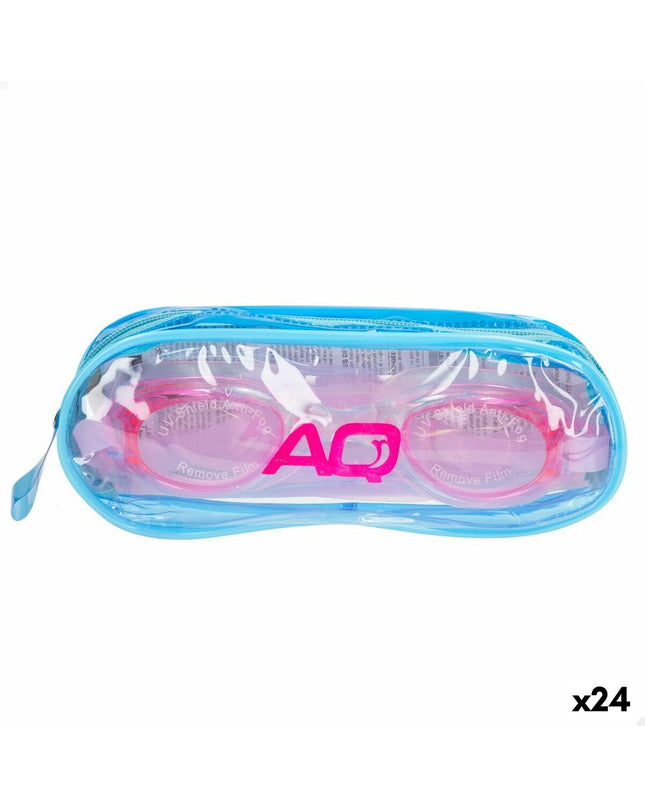 Pair of Aktive children's swimming goggles for water sports, shown in blue with adjustable strap, suitable for kids' outdoor swimming activities.