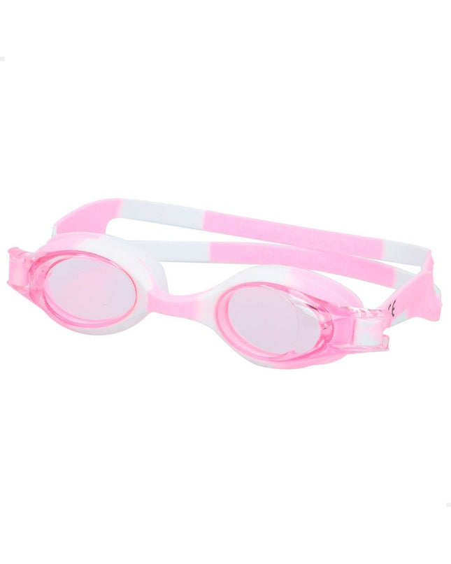 Set of 12 AquaSport children's swimming goggles in bright colors, designed for watersport and outdoor swimming activities.