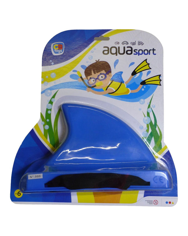 Set of six AquaSport Waterspel AquaSport Blue Shark toys for outdoor play and water games, featuring blue shark designs.