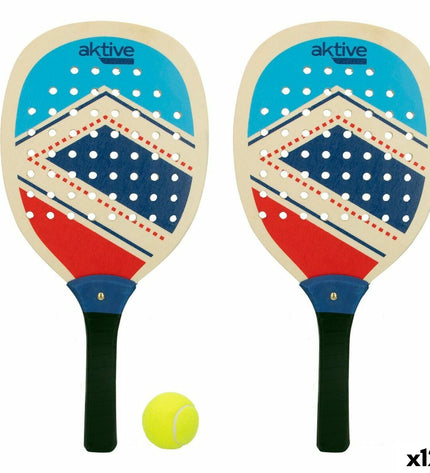 Set of 12 Aktive blue and red balance paddles for outdoor games and sports, featuring colorful, lightweight plastic design.