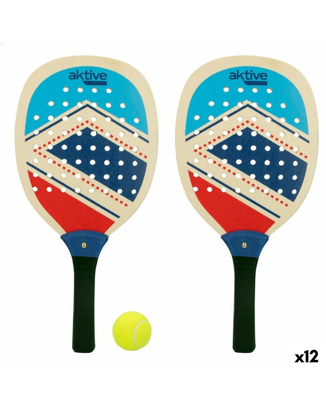 Set of 12 Aktive blue and red balance paddles for outdoor games and sports, featuring colorful, lightweight plastic design.