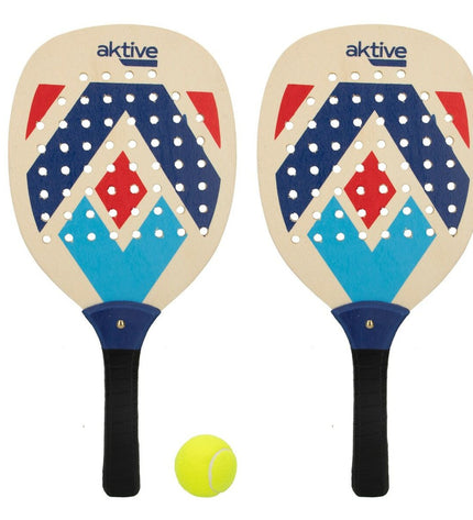 Set of 12 Aktive Bal Active blue and red strandschepjes for outdoor play and sports, colorful toy game accessories.