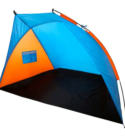Set of four Aktive blue and orange windshields for outdoor camping and hiking, measuring 200 x 120 x 125 cm each.