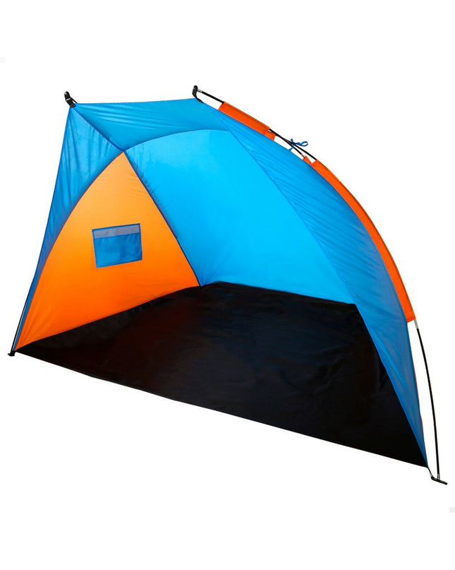Set of four Aktive blue and orange windshields for outdoor camping and hiking, measuring 200 x 120 x 125 cm each.