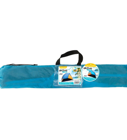 Set of four blue and orange Aktive windshields for outdoor camping and outdoor activities, measuring 200x120x125 cm.