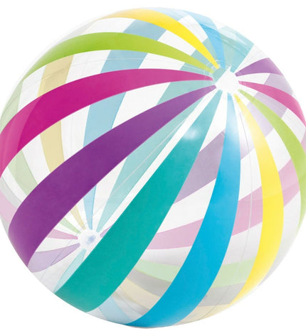 Set of six Intex jumbo 107cm PVC beach balls, colorful and lightweight, ideal for outdoor play and beach games.