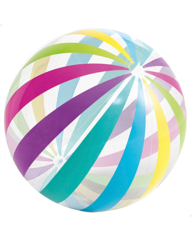 Set of six Intex jumbo 107cm PVC beach balls, colorful and lightweight, ideal for outdoor play and beach games.