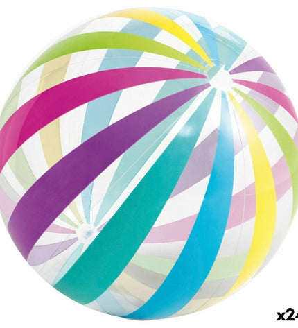 Set of 24 Intex jumbo PVC beach balls, 107 cm diameter, colorful and perfect for outdoor games and sports activities.
