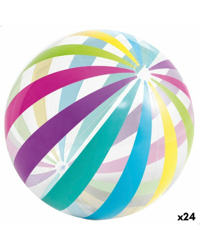 Set of 24 Intex jumbo PVC beach balls, 107 cm diameter, colorful and perfect for outdoor games and sports activities.