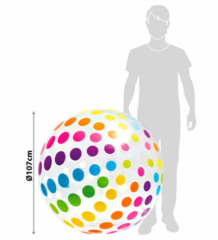 Set of 24 Intex jumbo PVC beach balls, 107 cm diameter, colorful and inflatable for outdoor play and sports activities.