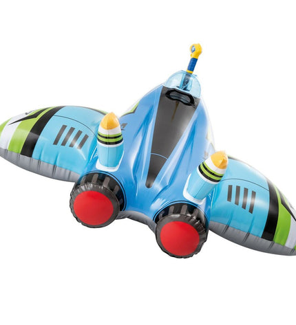 Six Intex inflatable watergun mattresses shaped like airplanes, each 117x117 cm, suitable for outdoor play and water fun.