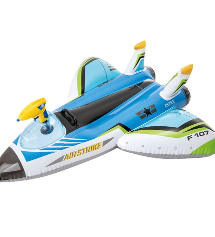 Set of six Intex inflatable waterplane mattresses, 117x117 cm each, designed for outdoor play and water activities.