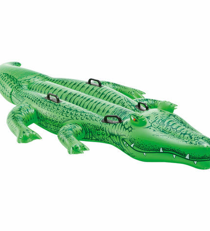 Six Intex crocodile inflatable pool toys, 203 x 30 x 114 cm, suitable for swimming and outdoor water play.