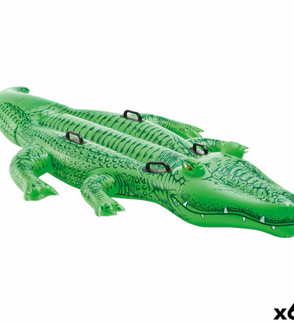 Six Intex crocodile inflatable pool toys, 203 x 30 x 114 cm, designed for outdoor swimming and water play.