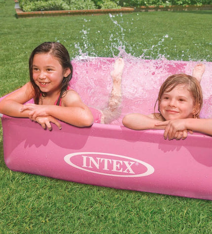 Set of three pink Intex removable swimming pool toys, 122x30x122 cm, suitable for outdoor play and water fun.