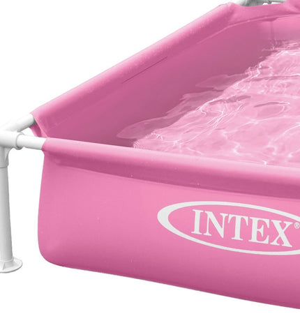 Pink Intex 342L removable pool set with three pieces, measuring 122 x 30 x 122 cm, suitable for outdoor play and fun.