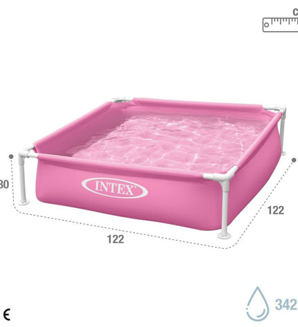 Set of three pink Intex removable swimming pools, 122 x 30 x 122 cm, suitable for outdoor play and water fun.