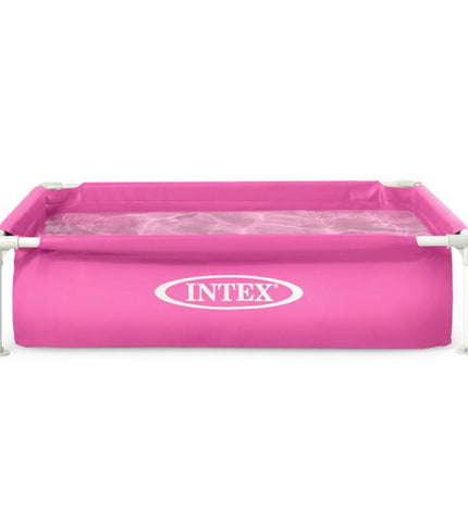 Set of three pink Intex removable swimming pools, 122 x 30 x 122 cm, suitable for outdoor play and water fun.