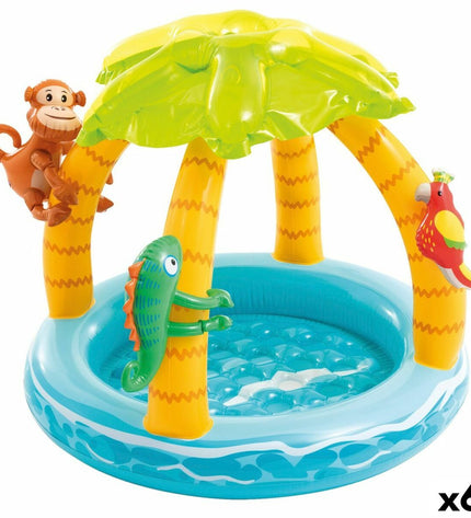 Set of six Intex inflatable children's pools featuring animal island designs, measuring 102x89x102 cm, perfect for outdoor play.