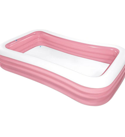 Two pink Intex inflatable children's swimming pools with 1050L capacity, measuring 305x56x183 cm, suitable for outdoor play.