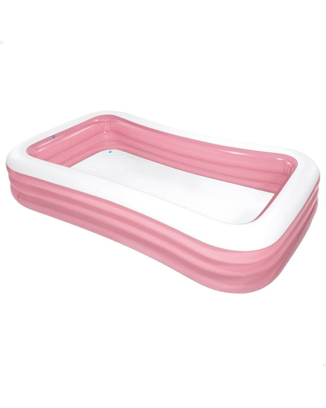 Two pink Intex inflatable children's swimming pools with 1050L capacity, measuring 305x56x183 cm, suitable for outdoor play.