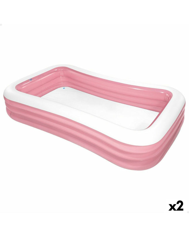 Two pink Intex inflatable children's swimming pools, 305 x 56 x 183 cm, outdoor toy and sports equipment for kids.