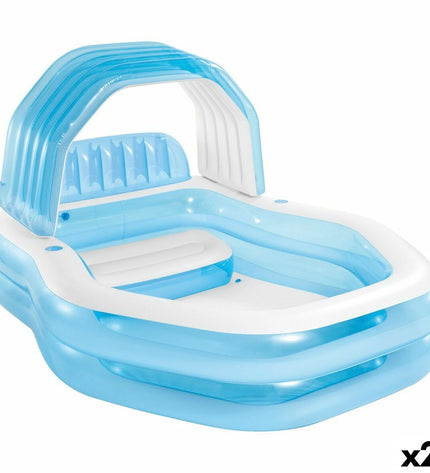 Two blue Intex inflatable swimming pools with dimensions 229x135x191 cm, suitable for garden use and outdoor fun.