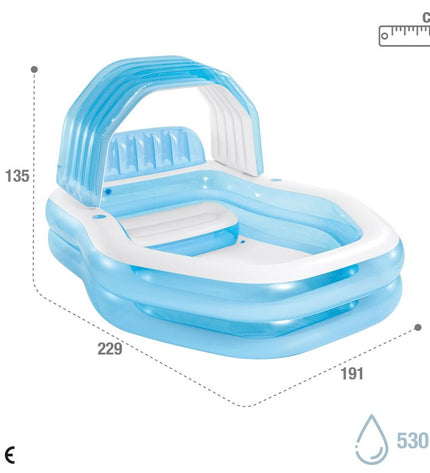 Two blue Intex inflatable swimming pools with dimensions 229x135x191 cm, suitable for garden use.