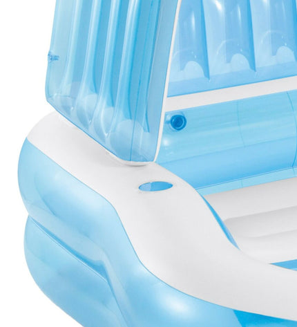 Two blue Intex inflatable swimming pools with dimensions 229x135x191 cm, suitable for garden use, shown inflated and ready for setup.