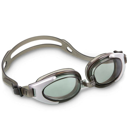 Set of 12 Intex kids swimming goggles for sports and outdoor water activities, with adjustable straps and clear lenses.