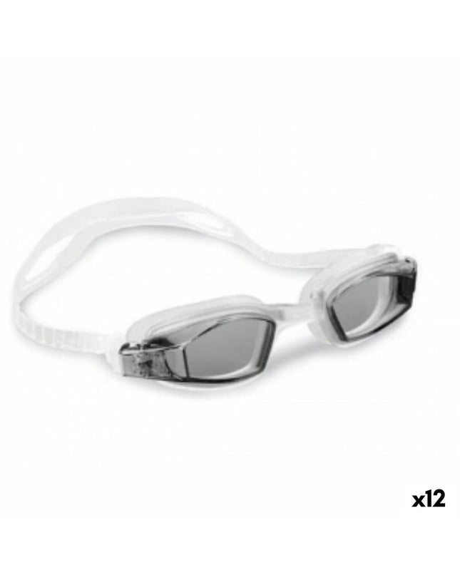 Set of 12 Intex children's swimming goggles for water sports, featuring a sporty design and adjustable straps.