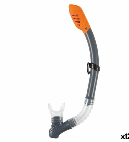 Intex Easy Flow snorkel tube for watersports, showing the bright orange snorkel with mouthpiece and adjustable strap.