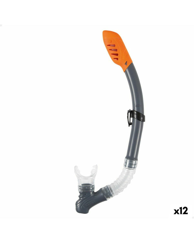 Intex Easy Flow snorkel tube for watersports, showing the bright orange snorkel with mouthpiece and adjustable strap.