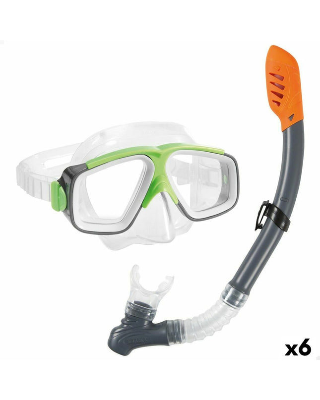 Intex kids snorkel mask and snorkel set for water sports, featuring colorful masks and snorkels for children.